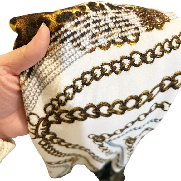 Cache VTG Light Sweater Jewel Brooch Embellished Animal Print Royalty Y2K Sz M - Picture 7 of 7